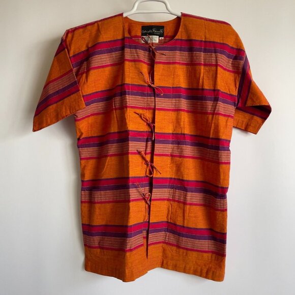 Vintage 60's 70's Gabrielle Fouell Boho Cotton Kimono Top Blouse Size M Pockets